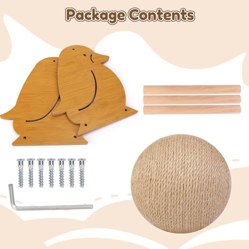 Outamateur Cat Scratching Ball Toy, Sisal Scratching Ball with Cute Stable Stand, Interactive Play and Exercise Toy for Kittens, Cats, Small Pets (Penguin) - Thumbnail 7