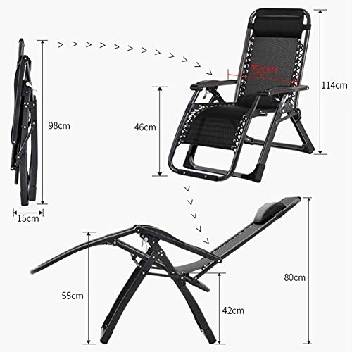 Chaise longue pliante inclinable multiposition avec oreiller confortable et stable