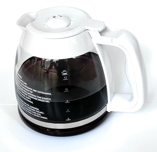 Generic 12-CUP Glass Replacement Coffee Carafe with White Lid and Handle Compatible with Cuisinart SS-16 Coffee Machine
