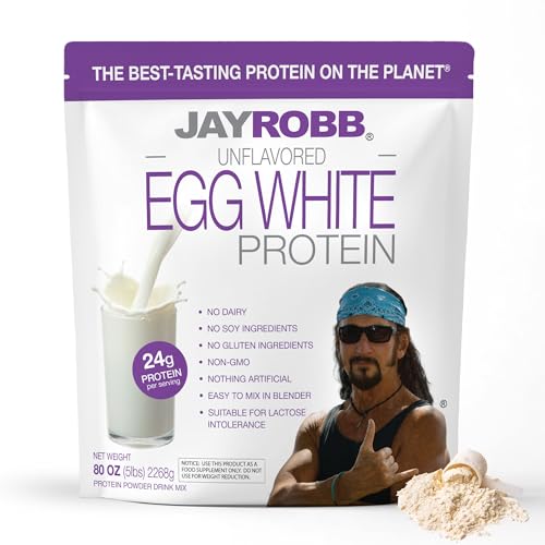 JAYROBB Unflavored Egg White Protein 80 oz, 5 Pound Bag