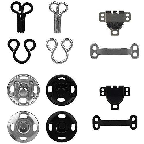 Umsole 3 estilos para falda, ganchos y ojos, gancho de costura, cierres de ojos, pantalones, falda, sujetador, costura, 2 colores, 60 pares 15mm,12mm,16mm 2 colores