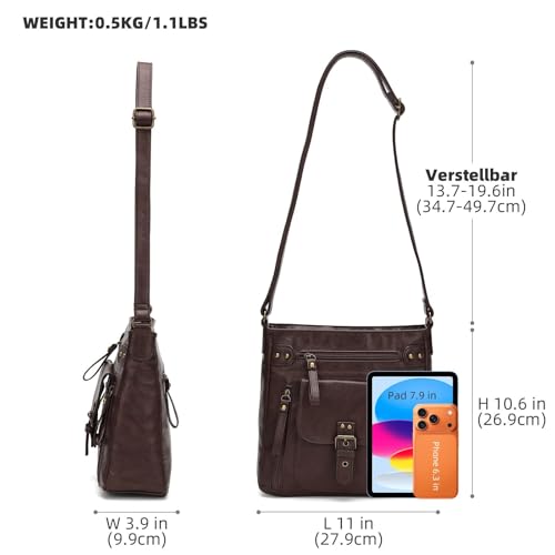 Image of Crossbody Bags for Women Medium PU Leather Multi Pocket Shoulder Purses