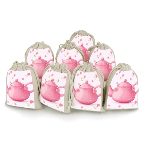 Petites pochettes cadeaux en coton et lin lot de 8 sacs réutilisables unisexes