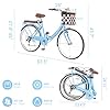 24/26 Inch Foldable Beach Cruiser Bike, 7 Speed Beach Cruiser Bikes for Women, Womens Commute Bike with Basket, Step Through City Bikes for Women Adults Ladies (Blue, 24 inch) #4