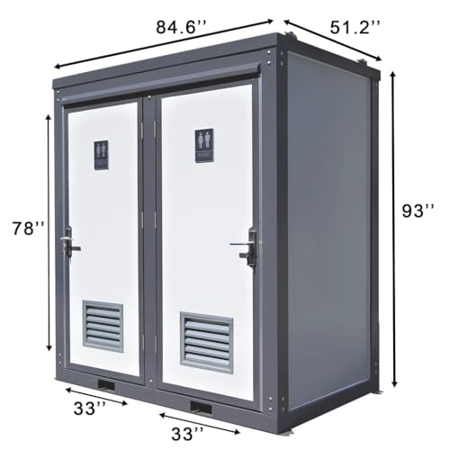 Image of Outdoor Portable Toilet with 2 Private Stalls, Mobile Restroom for Concerts, Conventions, Construction, Sporting Events