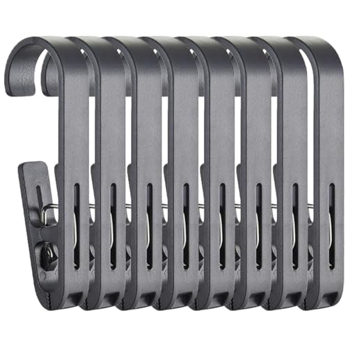 Nukinp Pinzas para la Colada 8 Piezas Pinzas para Ropa ABS Antideslizantes y de Carga Fuerte con Ganchos Clips Multiusos Negros para Colgar Bolas de baño, Cortinas, artículos de tocador y más &1