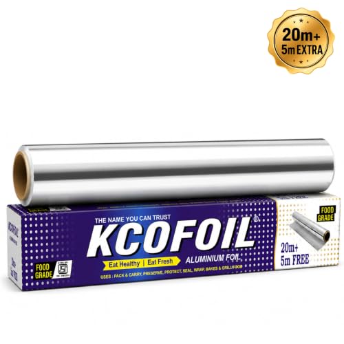 Image of Aluminium Silver Kitchen Foil Roll Paper Aluminium Foil (25 m, Pack of 1)