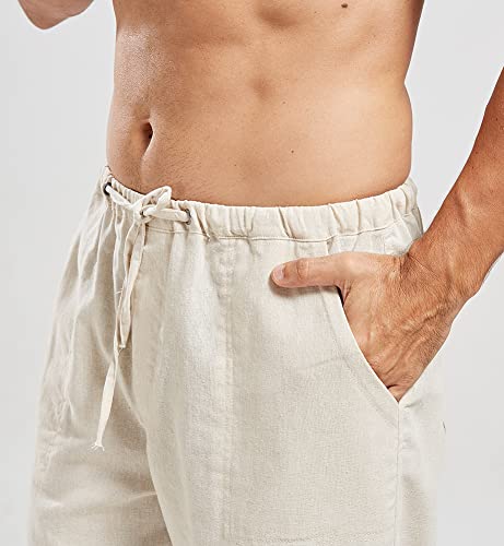 utcoco Qiuse Men's Casual Loose Fit Straight-Legs Stretchy Waist Beach Pants4