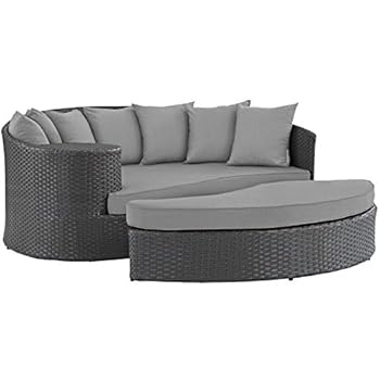 Alternative view of Modway Sojourn Wicker Rattan Outdoor Patio Sunbrella Fabric Daybed in Canvas Gray