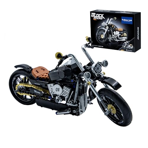 TAIKONLAB Vintage Motorrad Baustein spielzeugset, sammelbares schweres Motorcycle Klemmbausteine modell Kit, Geschenk für Kinder und Erwachsene (445 Teile)