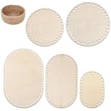 HJZHII 5 Stück Korbboden Zum Häkeln, Gehäkelter Korbboden Ovaler Rund Holzboden für Häkelkorb Taschenboden Tasche Häkeln Set für DIY Bastelset Korbflechten Häkelprojekte Heimdekoration