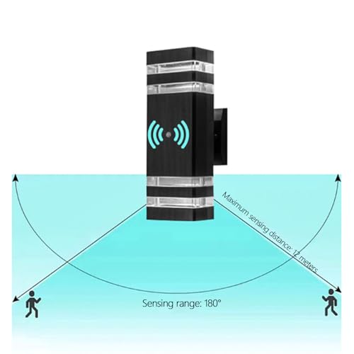 E27 exterior lámpara de pared con sensor de movimiento IP65 negro 3