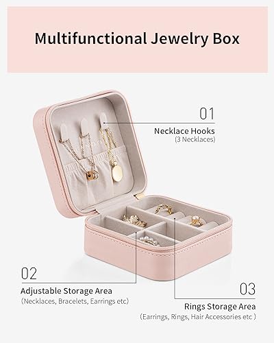 Vlando Travel Jewelry Box, Small Jewelry Travel Organizer Case Travel Essentials Gift For Women Girl thumb #2