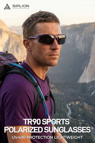 Image of SIPLION Polarized Sunglasses Men Sports: UV400 Protection Anti-Slip Wrap-Around TR90 Frame for Driving Fishing Golf Running