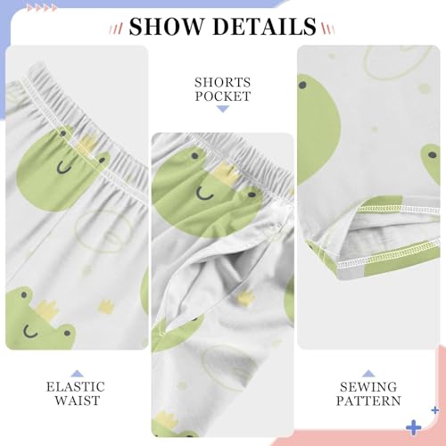 Boys' Pants Green Frog Crown Cute Long Bottoms Jogger Pants Elastic Waist Trousers with Pockets S-XL4