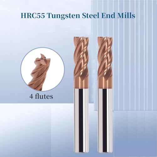 Image of 2 PCS Square Nose End Mill 4 Flute TISIN Coated Milling Cutter | 3 /4''shank carbide flat end mill bits suitable for CNC machining iron material up to HRC55 hardness with anti wear coating