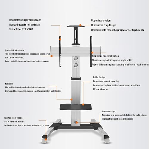 Soporte móvil para TV, carrito rodante para 40-70 pulg. miniatura 4