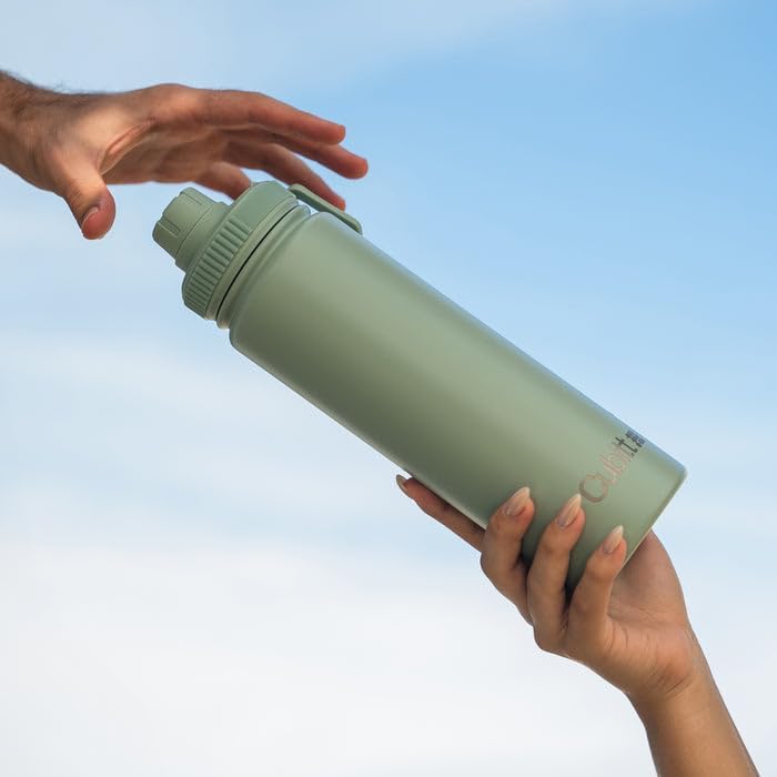 Cubitt Hydro Bottle 24 oz – Insulated Steel, 2 Leak-Proof Lids, Cold 24h/Hot 12h – Mint Green - Image 3