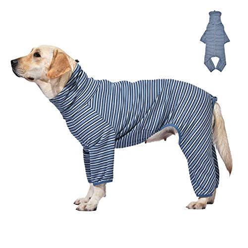 Koogal Dog Pajamas For Large Dogs，Four Feet Dog Lightweight Pajamas,Large Dog Jumpsuit，Dog Surgical Recovery Rajamas，Stylish Pjs Costume For Giant Large Medium Dogs(Blue Stripe,6Xl) #TOP23