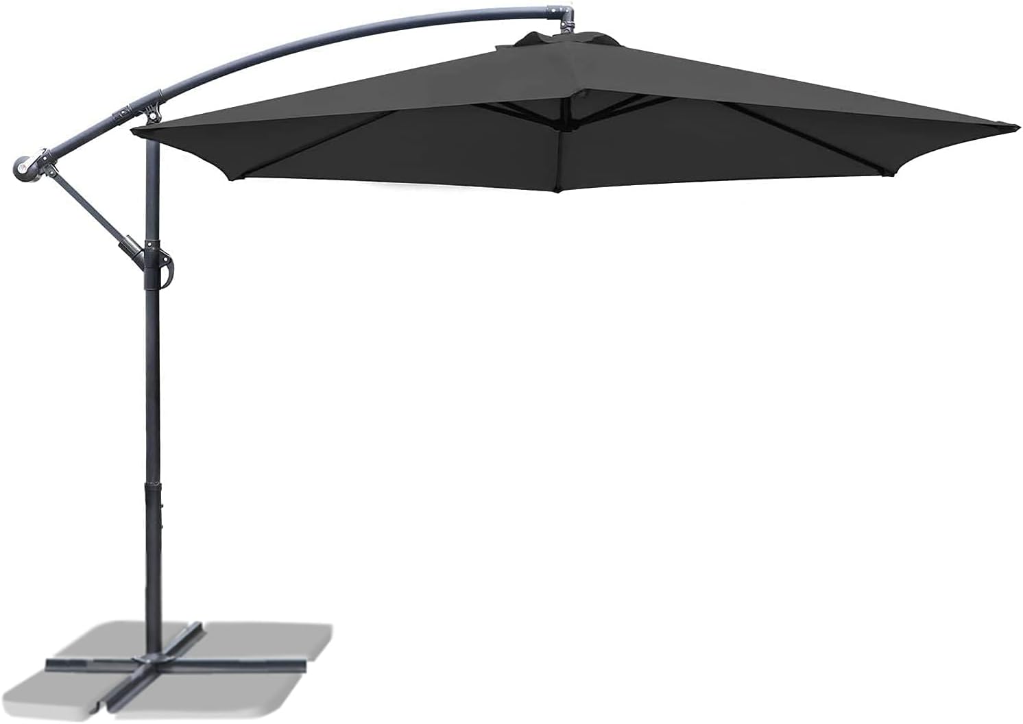 Greesum Offset Umbrella 10FT Cantilever Patio Hanging Umbrella Outdoor Market Umbrella with Crank and Cross Base (Black)