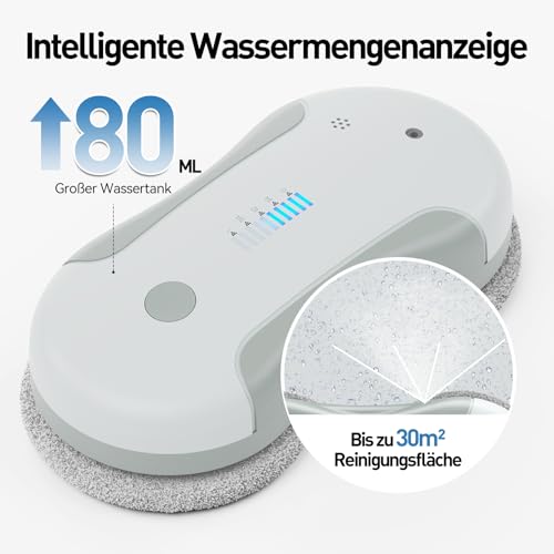 Fensterputzroboter, Fensterreiniger Roboter Elektrisch mit 80ml Doppel-Wassersprühsystem, 5800 Pa Saugleistung, Fensterroboter mit Mehrsprachen-Umschaltung Geeignet für Innen- und Außenfenster – Bild 5