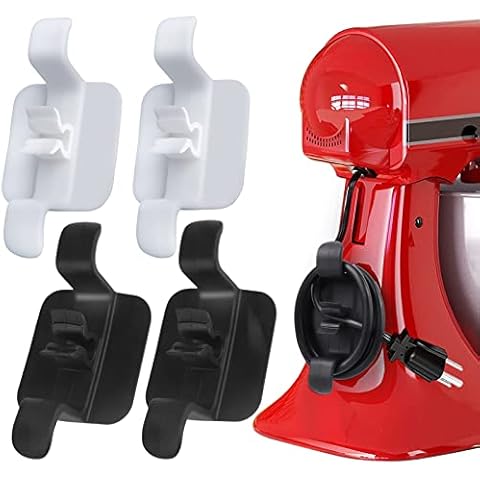 4Pcs Large Cord Organizer for Appliances, Upgraded Tidy Wrap Cord Organizer Holder, Kitchen Appliance Cord Organizer Stick on Blender, Coffee Maker, Mixer, Juicer, Air Fryer (2 Black+2 White) Cover