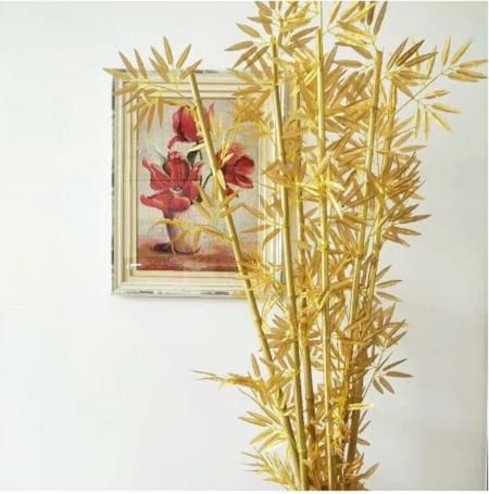 Image of Artificial Bamboo Tree for Home Decoration I Artificial Plant Bamboo Sticks and Polyster Leaves Without Pot (5 Pieces; 1 Piece is 6.5 FEET Height; Golden)