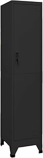 IKAYAA Armario de almacenamiento de metal con cerradura para oficina, archivador, unidad de personal, gimnasio, escuela, color negro, 1 taquilla