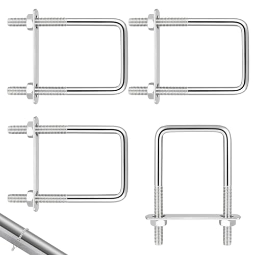 Lot de 4 Boulons en U, M8 70 x 110 mm U-Bolts en Inox Avec Écrous, pour l’Installation, Support de Fixation Stable