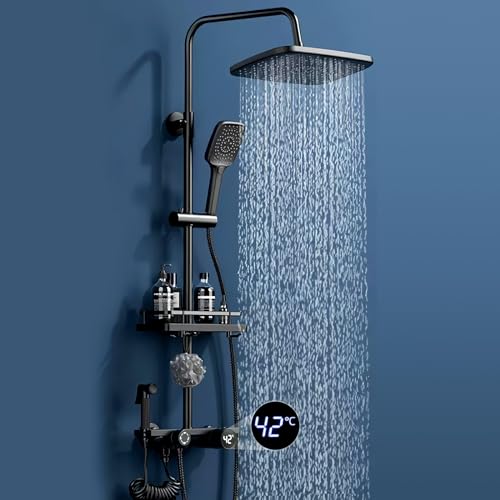 Système de douche thermostatique anti-calcaire avec mitigeur de baignoire mural