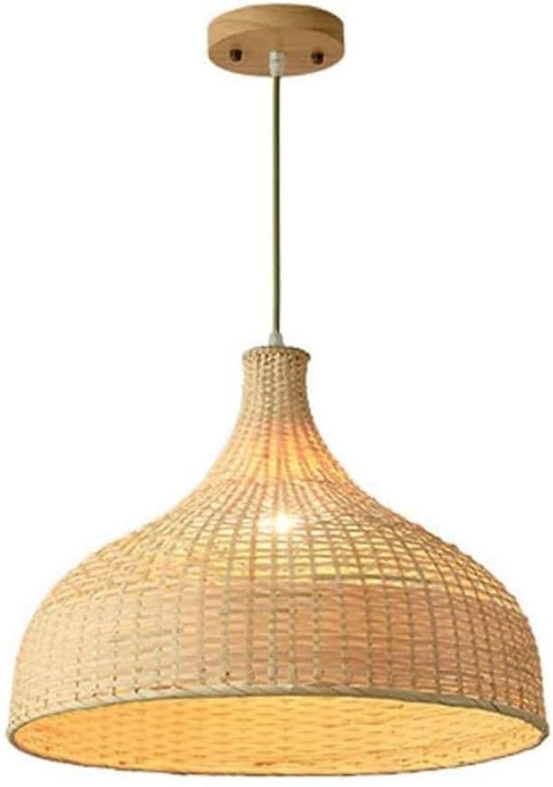 Luminaire suspendu de qualité en osier style dôme tressé et rotin rustique chic
