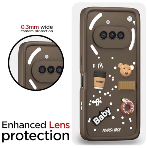 Image of Bintage CASE Cute Fun Taddy Cartoon 3D Ball Bear Milk Cake Coffee Silicon Case Full Body & Camera Protection Back Cover Compatible for Nothing Phone (3a) - Brown