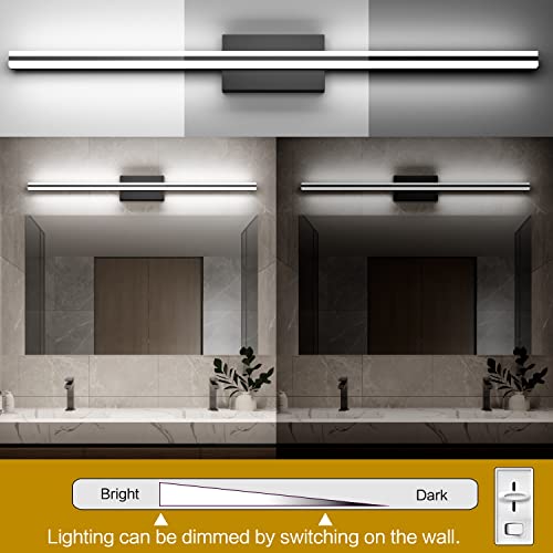 Image of SOLFART Bathroom Vanity Lights Over Mirror 25W Dimmable LED Lights for Bathroom Matte Black 40 Inch Wall Lights