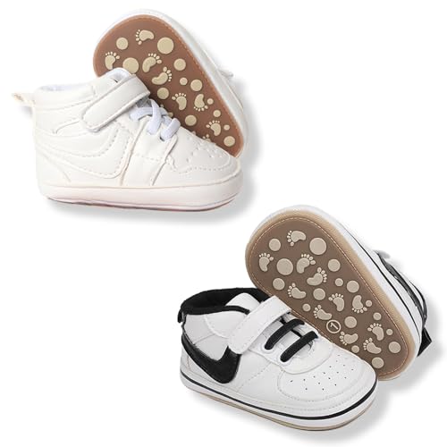 Image of Clowora Unsex Baby Shoes Boys Girls Infant Sneakers Non-Slip Soft Rubber Sole Toddler Crib First Walker Lightweight Shoes
