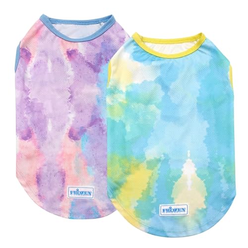 KYEESE 2Pack Dog Cooling Shirt, Breathable Dog Shirt for Small Dogs, Sun Protection Dogs Cooling Vest Tank Top, Lightweight Soft Sleeveless Summer Pet Clothes, Purple+Blue, M