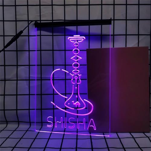 REWIS Enseignes Lumineuses LED pour Chicha, alimentées par USB, à intensité Variable, pour décoration Murale de Bar à Chicha,Violet,20x30cm