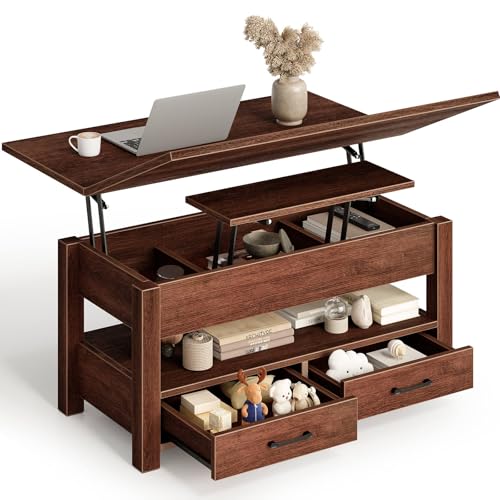 Rolanstar Höhenverstellbarer Couchtisch mit 2 Schubladen, 100 x 50 cm...