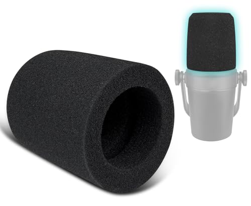 SOULWIT 2Pcs Microphones Pop Filter for Shure MV7/MV7X, Protective Mic Cover Windscreen Foam - Black