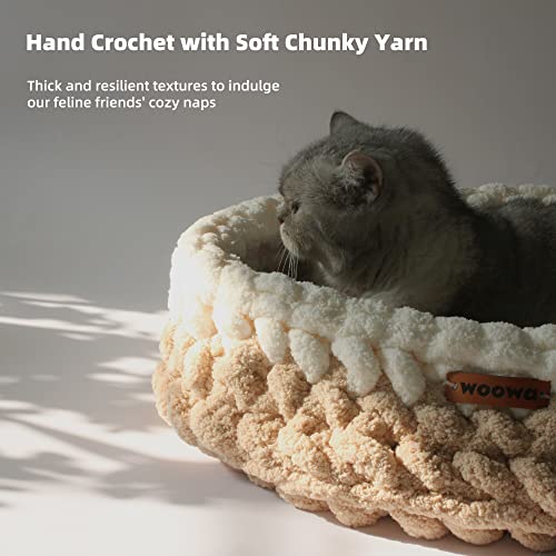 Woowa Cat Bed, Cat Beds For Indoor Cats, Cat Oval Bed, Cat Basket Bed, Cute Cat Bed, Soft Cat Calming Bed, Cat Mat Cat Lounger Bed For Bay Window, 23" L X 16" W X 6" H #TOP2