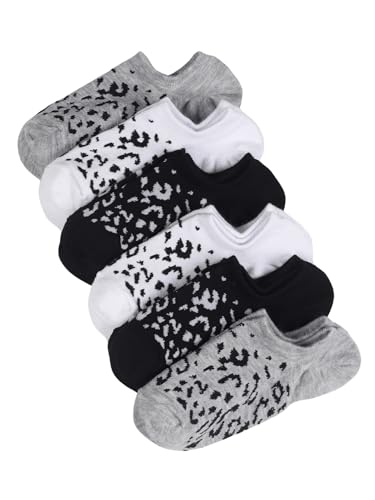 WDIRARA Women's 6 Pairs Leopard Print Low Cut Socks No Show Socks