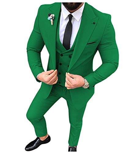 Costume Slim Fit Un Bouton 3 Pièces Veste De Noce Business Gilet Pantalon Homme