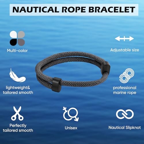 TempBeau Nautical Braided Rope Bracelets Set - 1Pcs/2Pcs/6Pcs/10Pcs/12Pcs Adjustable Braided Cord Bracelet, Handmade Navy Marine String Bracelet with Metal Knot, Men Women Braided Bracelets Gifts - Image 6