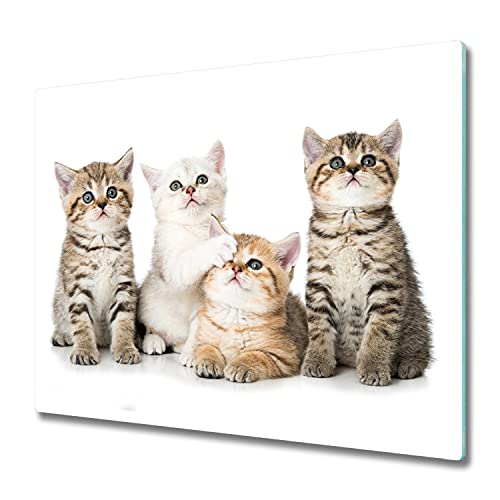Tulup Planche À Découper 60x52cm Protection Plaque Couvercle Cuisinière à Induction Cuisine Verre Trempé Panneau de Protection - Les petits chats