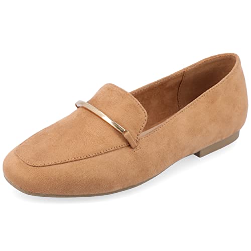 Image of Journee Womens Loafer Flat Notched Topline Square Toe Slip-On Block Heel - Wrenn Casual Dress Shoe