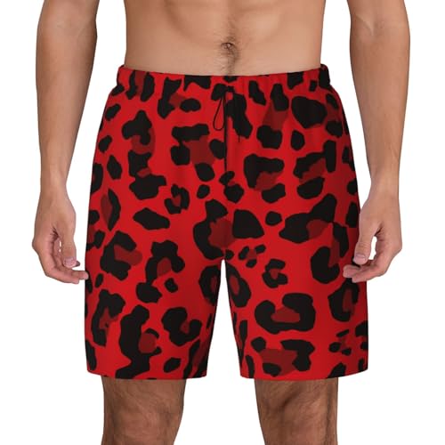 Short de bain respirant léopard rouge homme pour éviter les irritations de plage