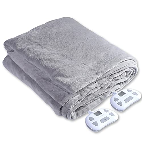 Warm Storm Electric Heated Blankets Coral Fleece Queen Size 90 x 84 Inch Fast Heating Throw Blanket,2 Digital Controllers,10 Heat Levels,Auto-Off Machine Washable