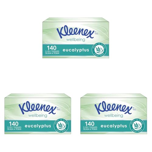 Kleenex Eucalyptus 3 Ply Facial Tissues 140 Count (Pack of 3)