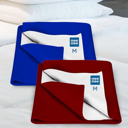 Image of Mee Mee Instadry Air Filled Extra Absorbent Waterproof, Quick Dry Sheet for New Born Babies, Breathable, Soft & Gentle, Reusable Waterproof Baby Sheet for Infant 0 to 12 Months, 70x100cm (Royal Blue)