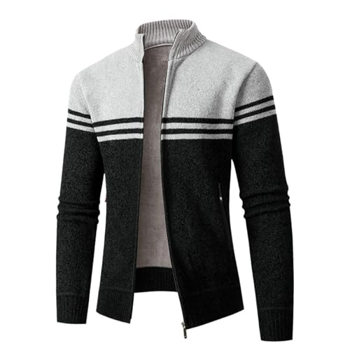 Cardigan en tricot homme col montant veste maille manches longues hiver