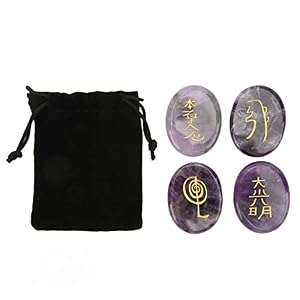 4 stuks Reiki Symbolen Stenen, Chakra Kristallen, Gegraveerde Healing Crystals voor Meditatie en Spirituele Balans